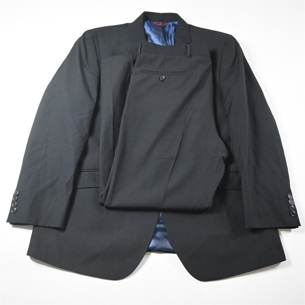 Billy London 44R 36x30 Black Striped Mens‎ Jacket Pants Suit